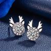 Boucles d'oreilles clous rennes plaqué argent style coréen avec zircon flocon de neige - Bijoux bois de Noël pour femmes