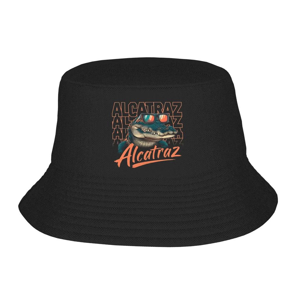 Alcatraz of Alligators Funny Animal Bucket Hat For Unisex Women Fisherman Hats Korean Beach Travel Caps Soft Fold Outdoor Sun Hats
