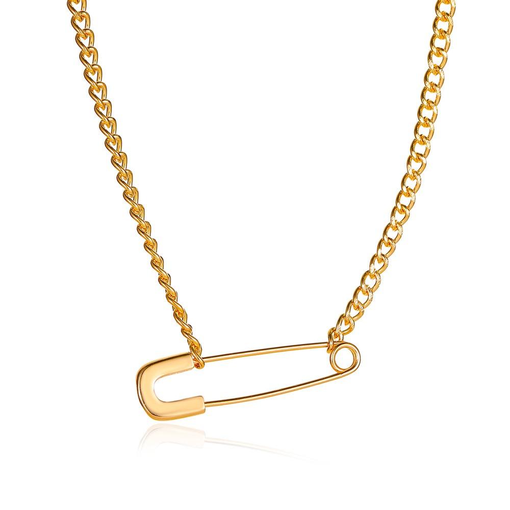 1pc Creative Pin Necklace with Unique Design, Simple Hairpin Collarbone Chain, Cool and Personal Pendant for Couples