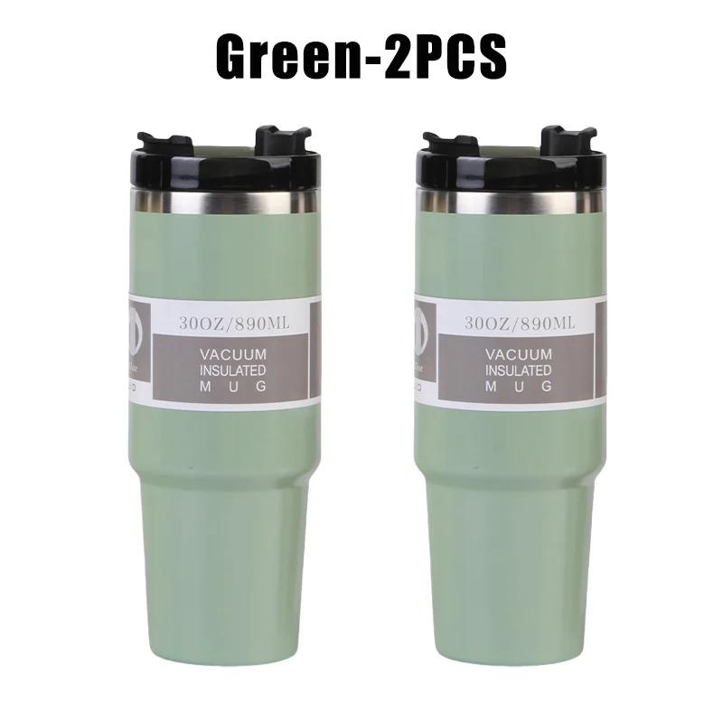 890ml High Quality Double Wall Cups 890ML Stainless Steel Portable Coffee Mug For Car With Lids Tumbler With Handle And Straw