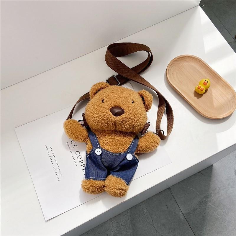 Adorable Plush Shoulder Bag For Kids Cute Teddy Bear Crossbody Mini Purse