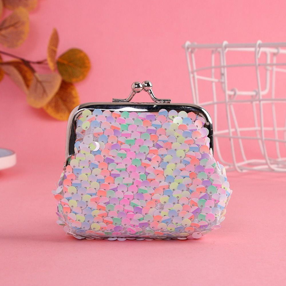 3-inch Colorful Sequins Fashion Small Money Pouch Zero Wallets Portable Coin Purses Creative Earphone Data Cable Storage Bag