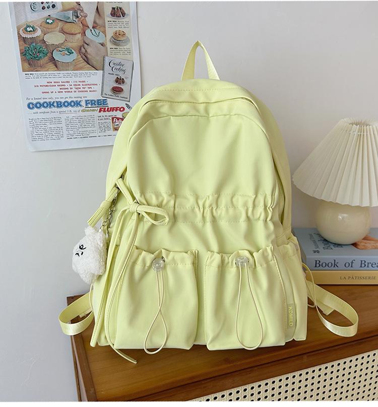 Schoolbag Niche Design Pleated Backpack Women Travel Lightweight Cute Bow Schoolbag Junior High School Girls College Student Backpack