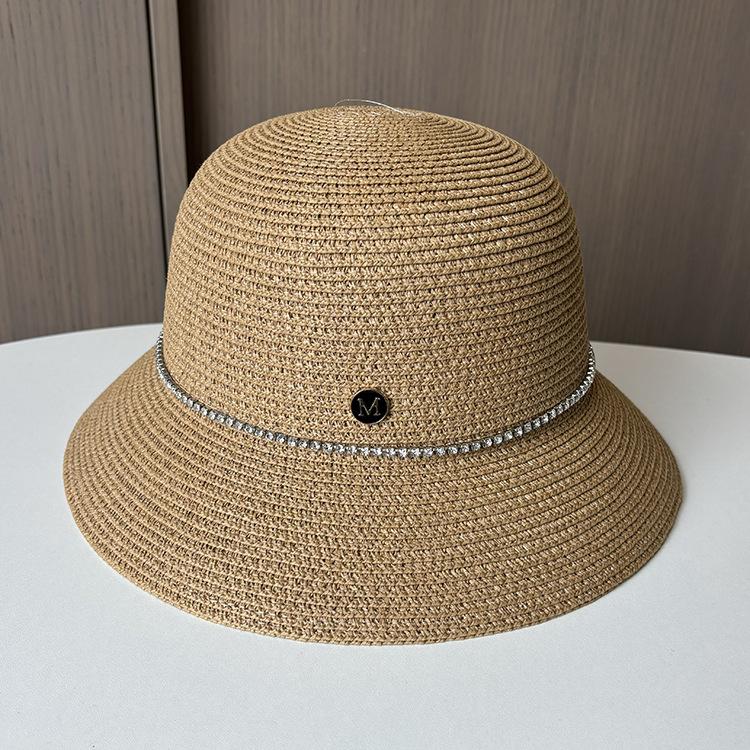 Spring and Summer British Retro M Standard Straw Hat Travel Vacation Sun Hat Women's Simple Casual Straw Weaving Sun Hat
