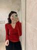 Women's Chic Invisible Half-Zip Long-Sleeve T-Shirt, Green, Thickened for Autumn/Winter.