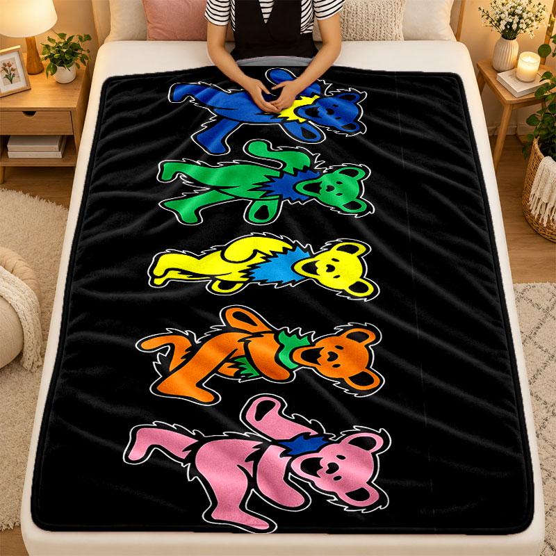 Flannel BlanketBear Warm Soft Throw Blanket for Indoor Sofa Bed Living Room Use