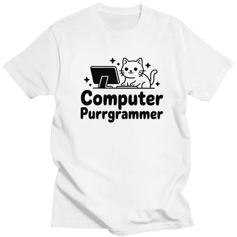 

Custom Computer Purrgrammer Cute Programming Cat T Shirt Men Short-Sleeve T-shirts Streetwear Tee Pure Cotton Slim Fit Tshirt... S разноцветный