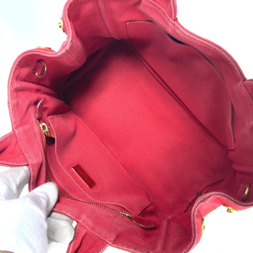 PRADA Logo Canapa SS MINI Bag Tote Bag Hand Bag Canvas Red