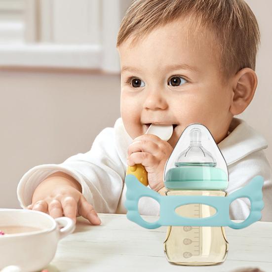 Baby Bottle Handle Reusable Food Grade Silicone Soft Grip Handle Sippy Cup Water Bottle Grip Infant Feeding Accessories