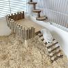 Parrot Stand Hamster Wooden Platform Natural Wood Playground with Climbing Ladder for Small Pets Easy to Install