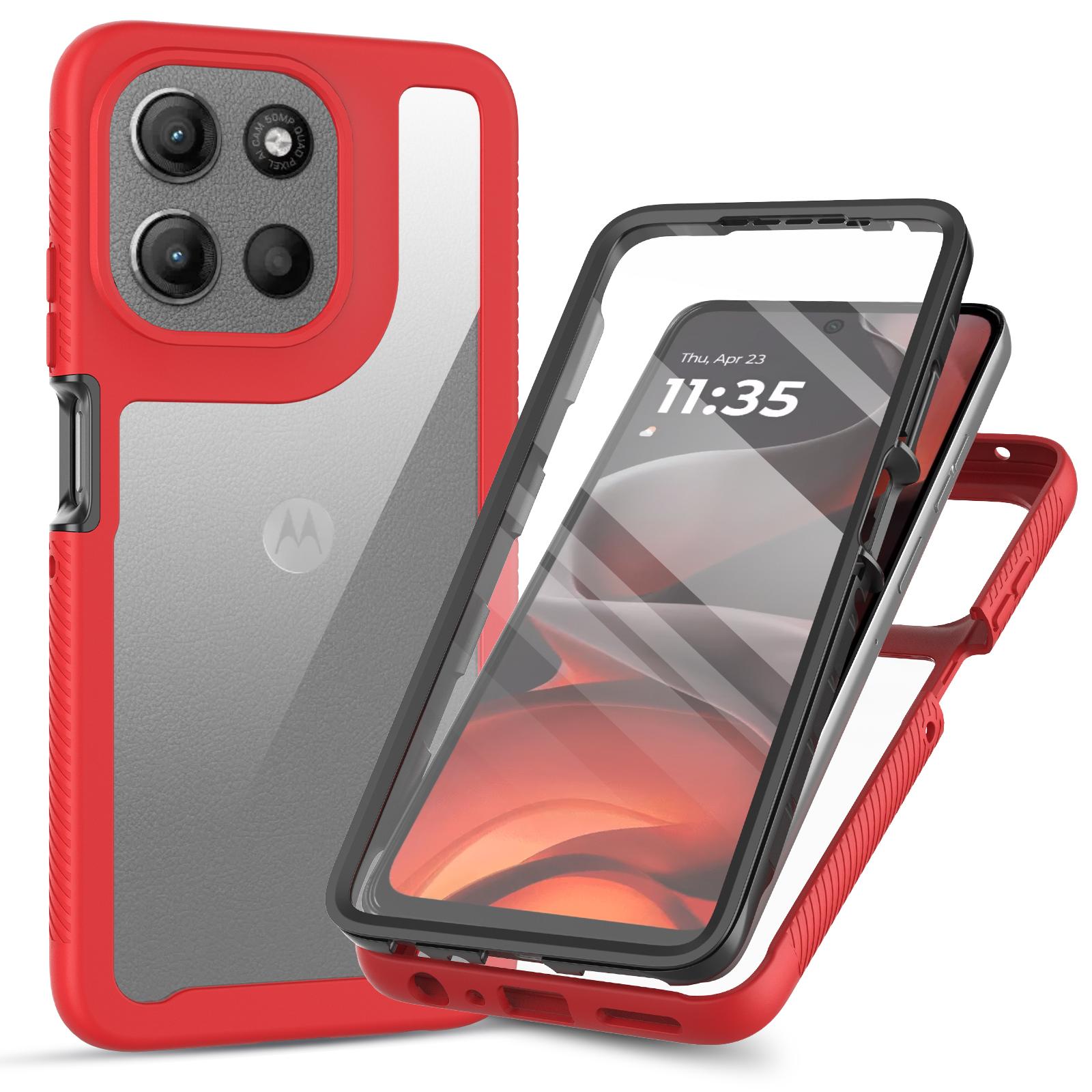 

Clear Case for Motorola Moto G86 5G PC+TPU Phone Back Cover with PET Screen Film Red