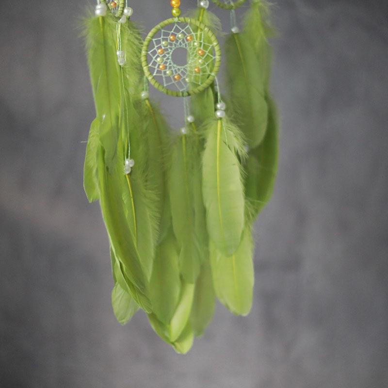 Green Feathers Dream Catcher Large Window Hangings Handmade Wind Chimes Bedroom Decorations For Girls Birthday Gifts