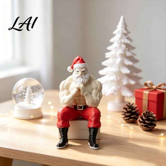 Office Desk Holiday Decor Strong Muscles Santa Claus Ornament Muscle Lines And Beard Decor 3D Printed Funny Party Decorations Christmas Decoration,