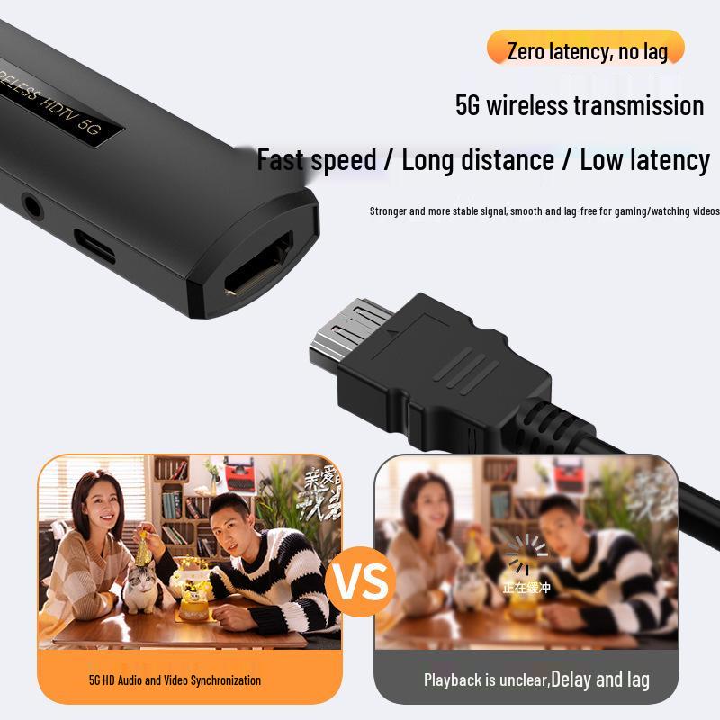 5G Wireless Screen Mirroring Device for Phone, Computer, TV, Monitor, & Projector with HDMI & Low Latency