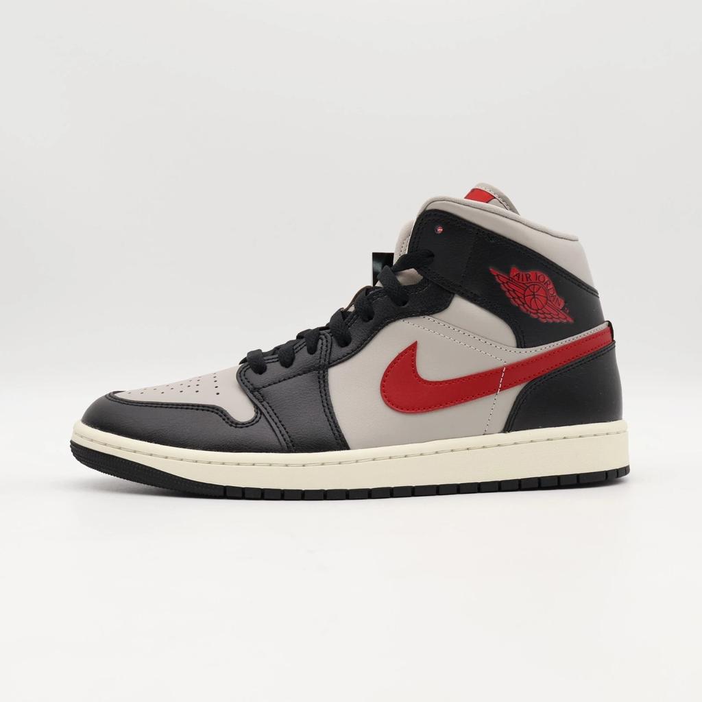 BQ6472-060 Nike WMNS Air Jordan 1 Mid Black Grey Gym Red