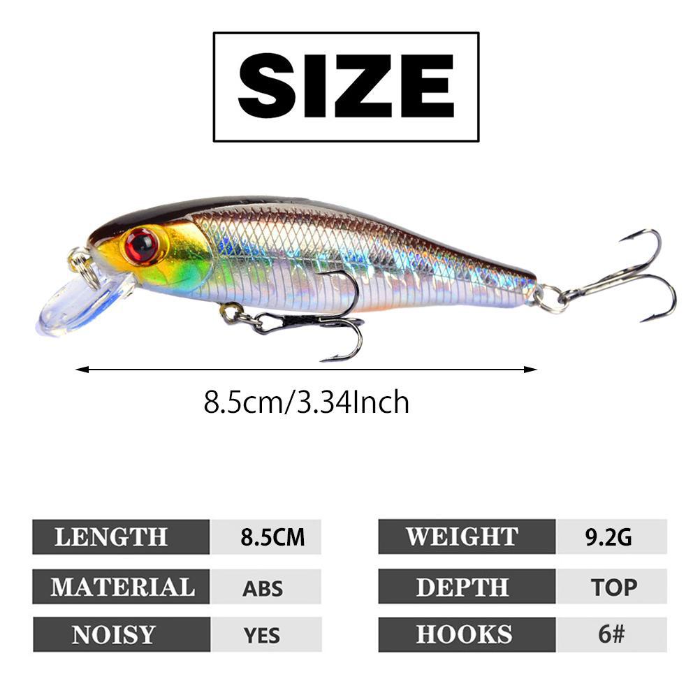 3 Stuks Vis Lokkers 3D Printen Hard Aas Crankbaits Zinkende Wobbler Dreg Haken Vis Lokkers 8.5cm 9.2g