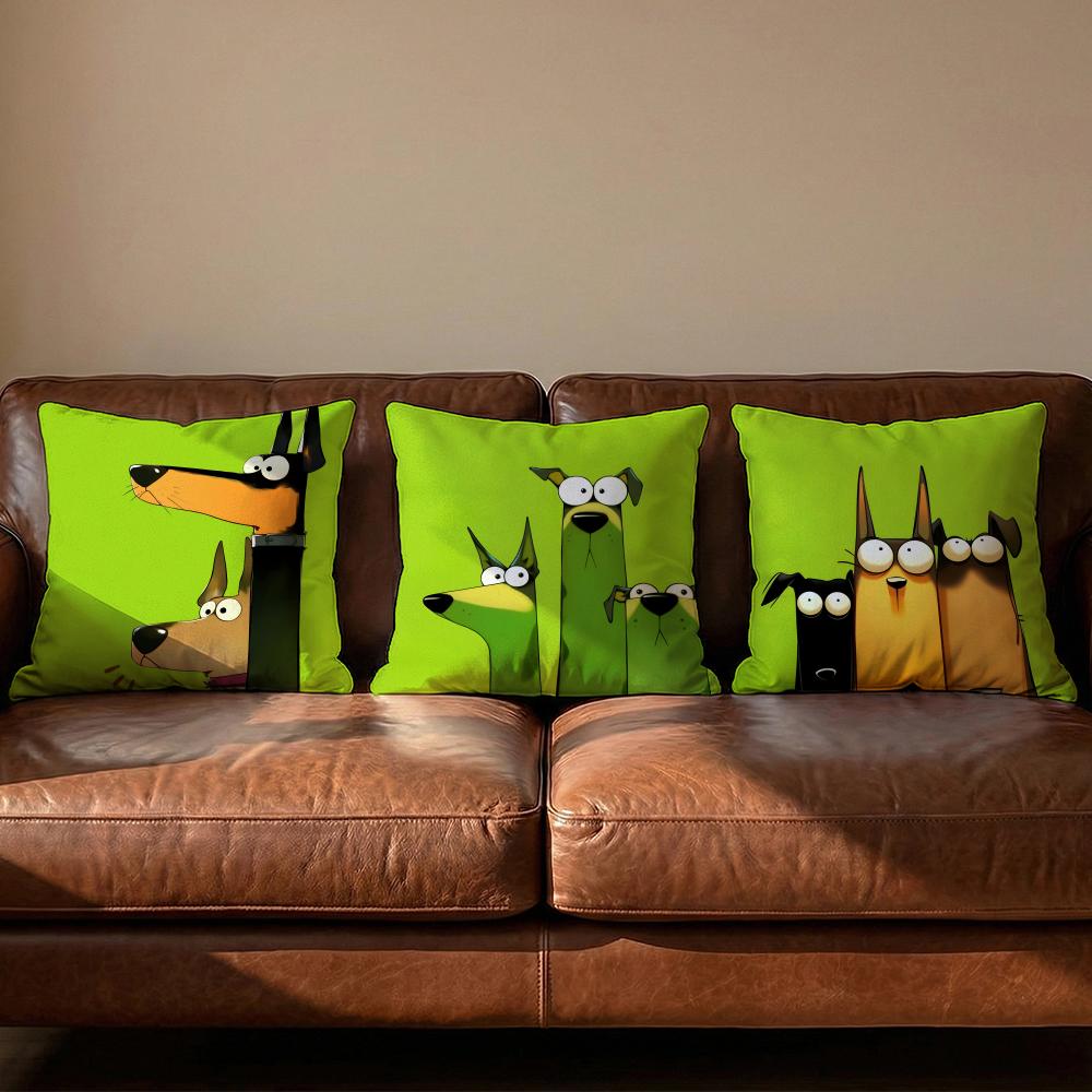 Cartoon Doberman Pinscher Cushion Cover Soft Reversible Durable Pillow Cover MultiScene Use for Home Car Daily Comfort