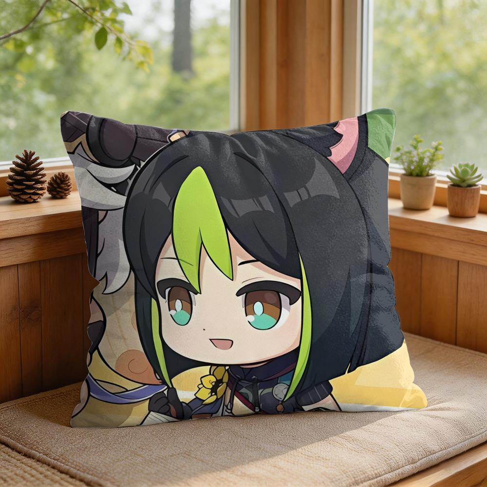 Tighnari Cute Genshin Impact Cushion Cover Square Short Plush Pillow Case Living Room Sofa Home Decor Funda X