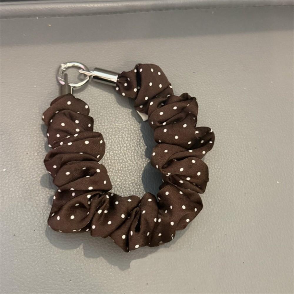 2-in-1 Scrunchie Phone Wrist Strap Polka Dot Keychain Bag Pendant Daily Carry