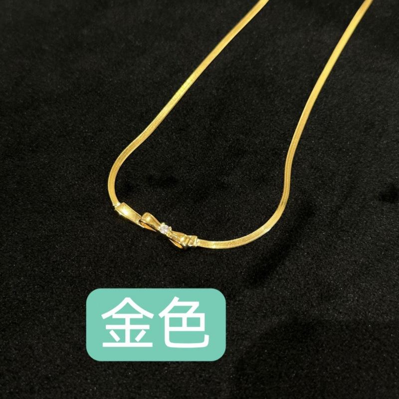 Bow Snake Bone Chain Stud Earrings Small Fresh And Sweet Elegant Collarbone Chain Fashionable Versatile Blade Chain Set