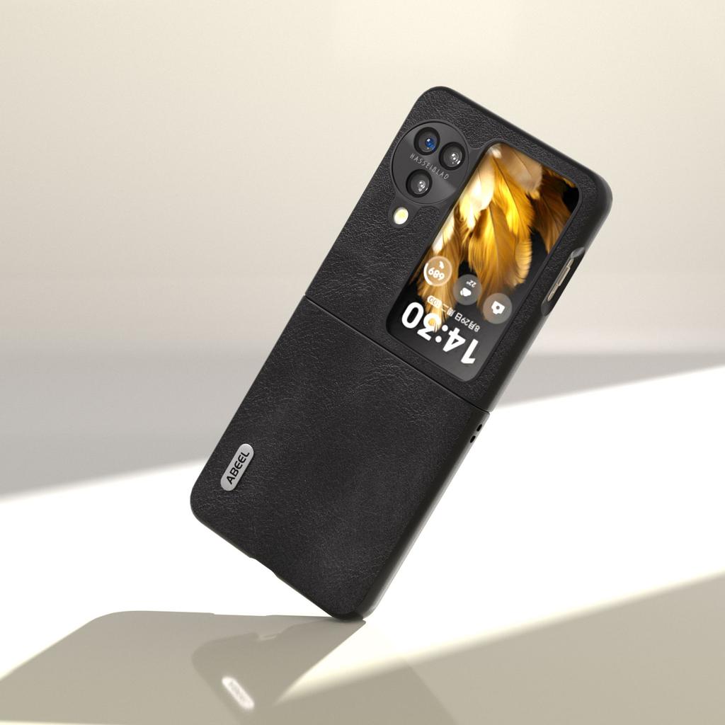 ABEEL Folding Phone Case for Oppo Find N3 Flip 5G,Cowhide Texture PU Leather Coated PC Phone Cover