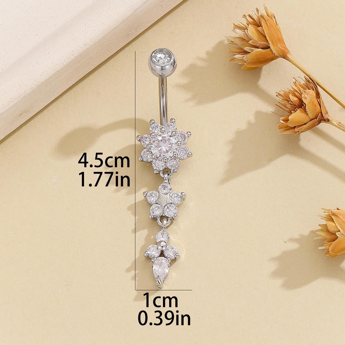 

Стильный восьмиугольный пирсинг пупка из нержавеющей стали с бриллиантами для повседневной носки One Size серебряный