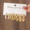 Hot-selling earrings set pair of creative retro pearl leopard geometric temperament C-shaped earrings
