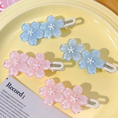 2Pcs Headwear Hairpins Sakura Flower Duckbill Clip Exquisite Hair Clips