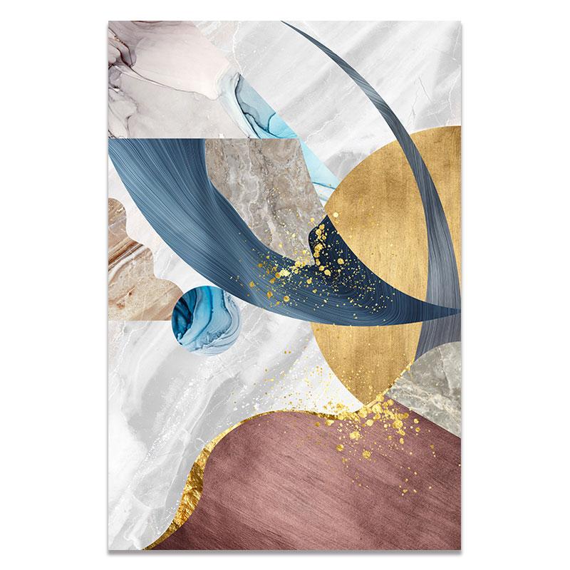 

Скандинавский современный геометрический узор, золотой цвет, абстрактный плакат, настенное искусство, печать на холсте, настенные картины для гостиной, живопись 60x90cm No Frame