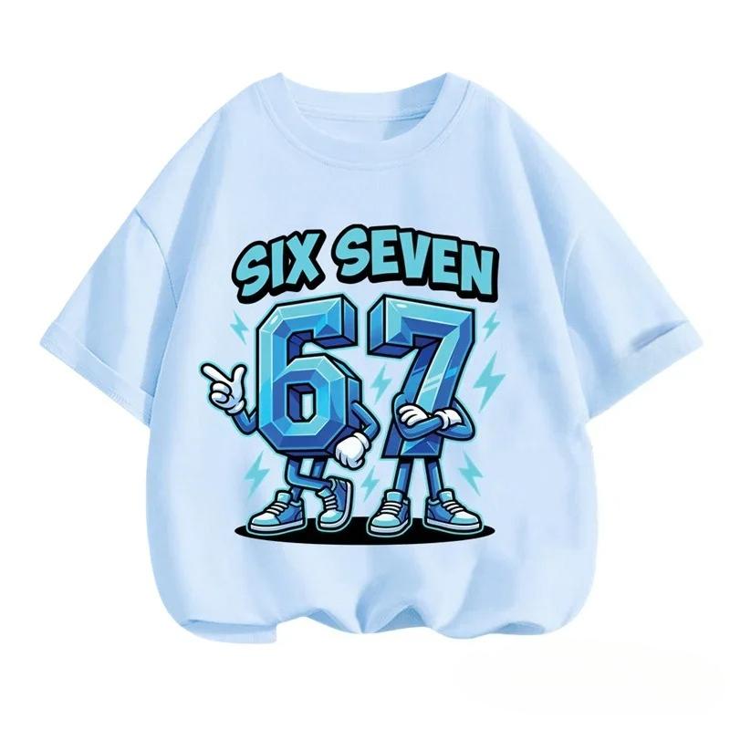 SIX SEVEN Kids Cotton TShirt Adult Boys Girls Family Matching Casual TeeRetro Pixel Cartoon Number Print Birthday Summer Tops