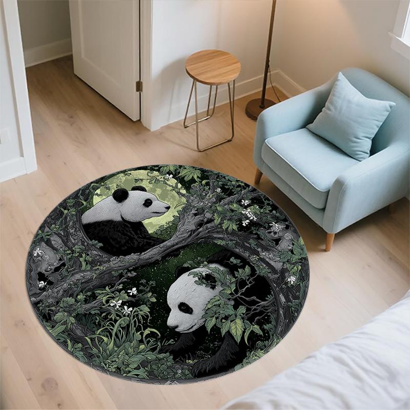 Panda Pattern Round rug,Carpet Rug for Living Room Bedroom Sofa Playroom Decor,Non-slip Floor Mat,Holiday Gifts and Birthday Gifts