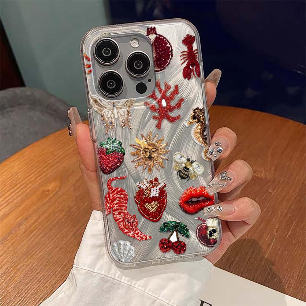 Heart-Shaped Stars Crab Fish Floral Patterns Phone Case For iPhone 16 Pro Max 15 14 13 12 11 XS X XR 16E 7 8 Plus SE 2020 Cover