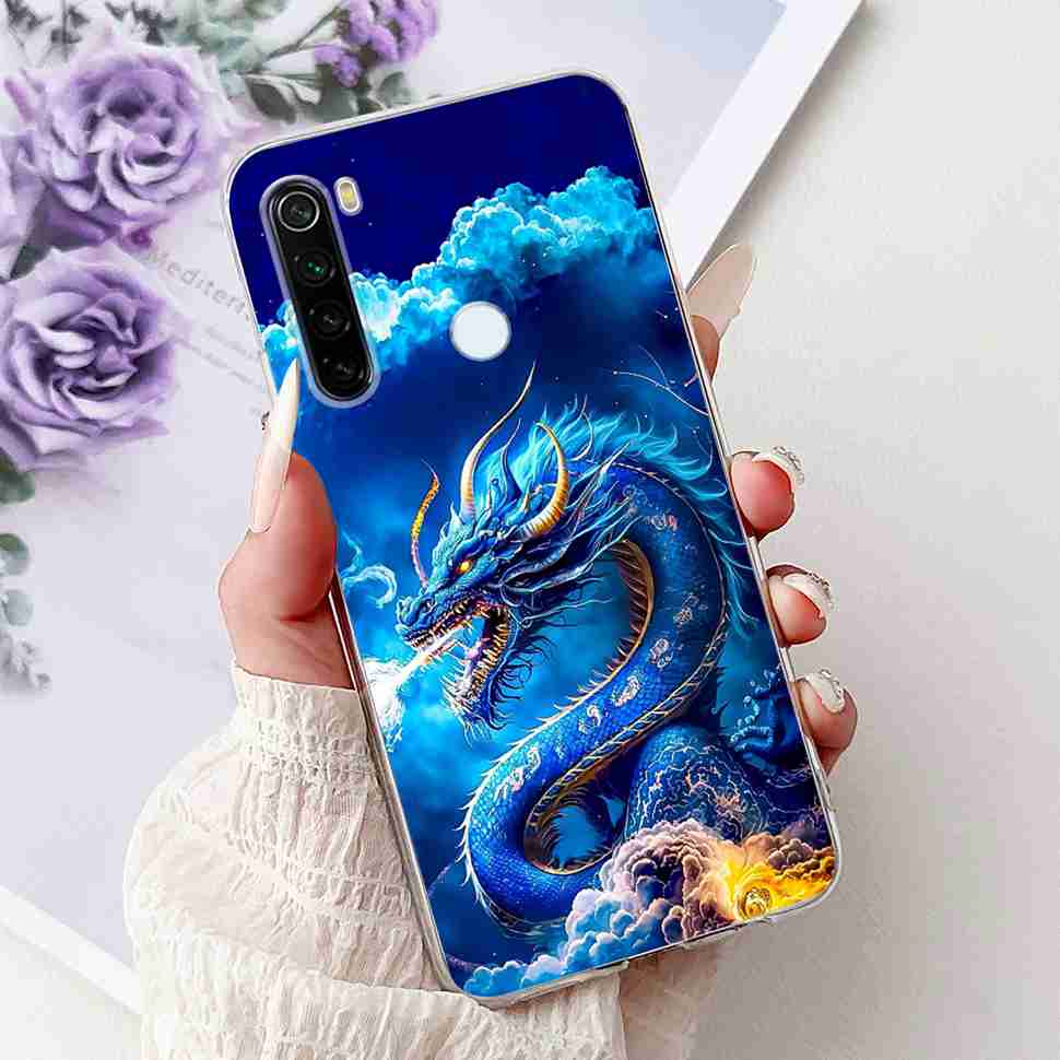 For Xiaomi Redmi Note 8 Case Vintage Dragon Luxury Flower Soft Silicone TPU Cover For Redmi Note8 Note 8T Phone Cases Shockproof