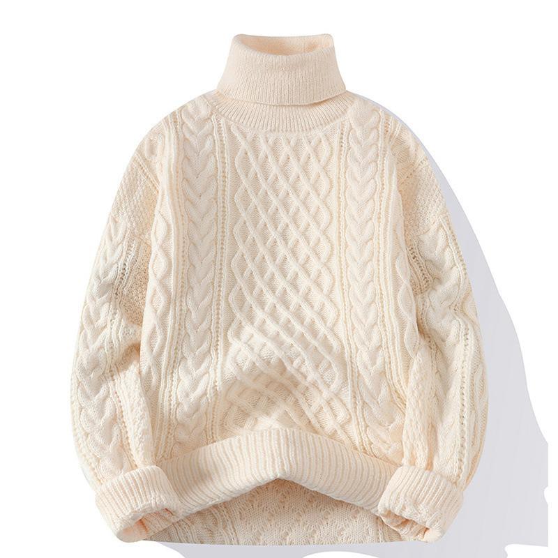 Men's Retro Japanese Knit Loose-Fit Sweater with Velvet Layer