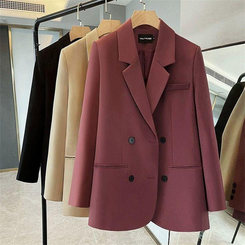 Suit Raspberry Jacket Spring and Autumn Elegant Chic New Small People High-end Loose Casual Temperament Suit Top Versatile