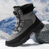 Large Size High-top Mens Cotton Shoes Snow Boots Keep Warm Plush Lining Breathable Waterproof Fabric Non-slip Soles Safe Shoe