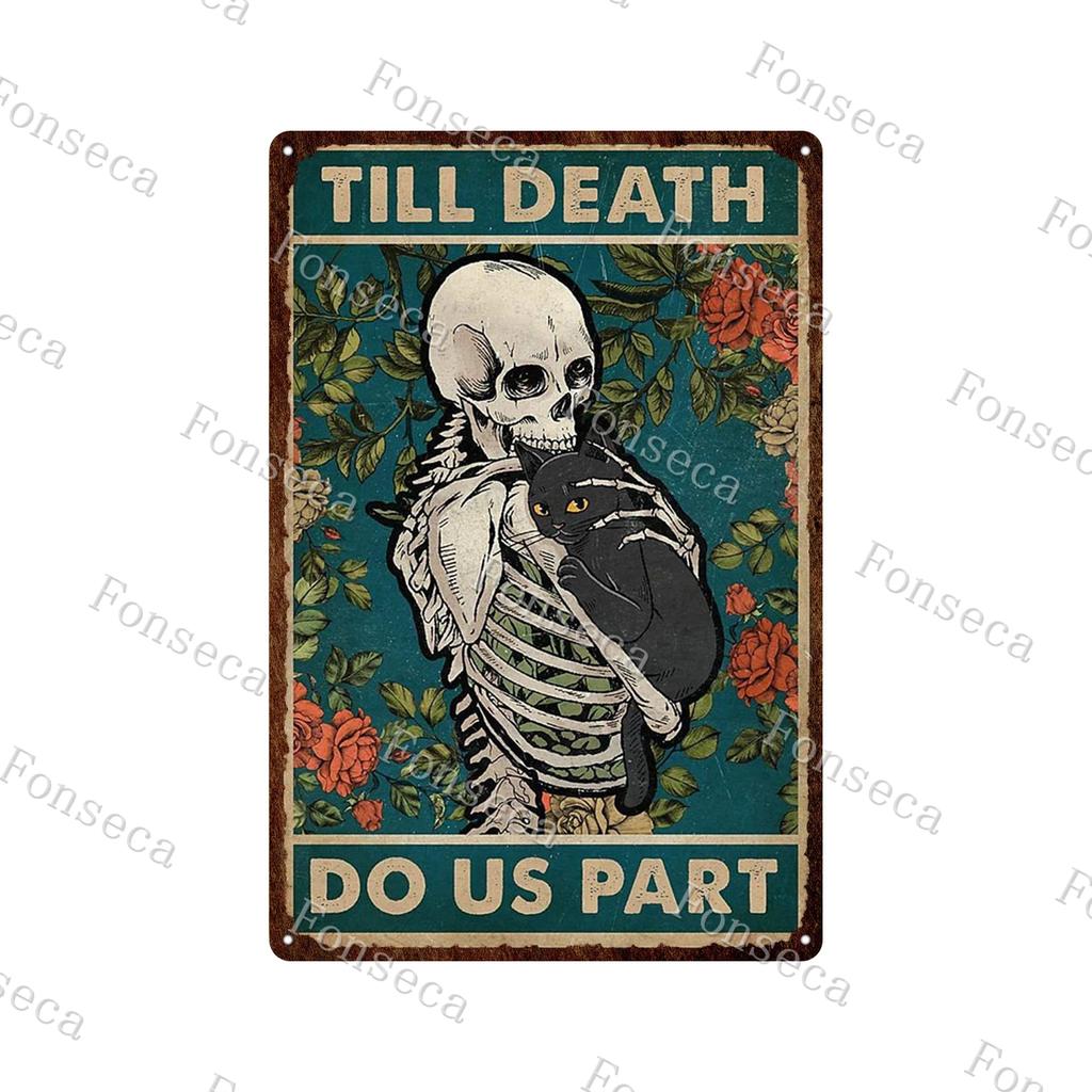 Retro Human Skeleton Tin Sign Gardening That's What I Do I Grow Stuff and I Know Things Cactus Vintage Chic Metal Poster