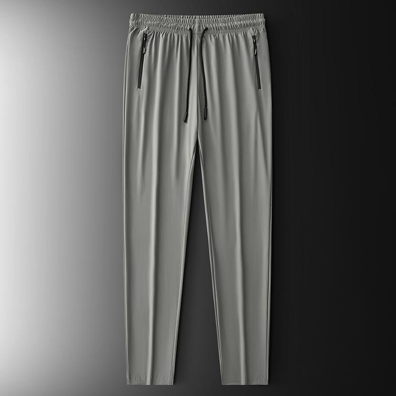 8XL Men's Summer Clothes Oversized Ice Silk Casual Pencil Pants Track Jogging Trousers Sweatpants Tracksuit Sports GYM Zipper