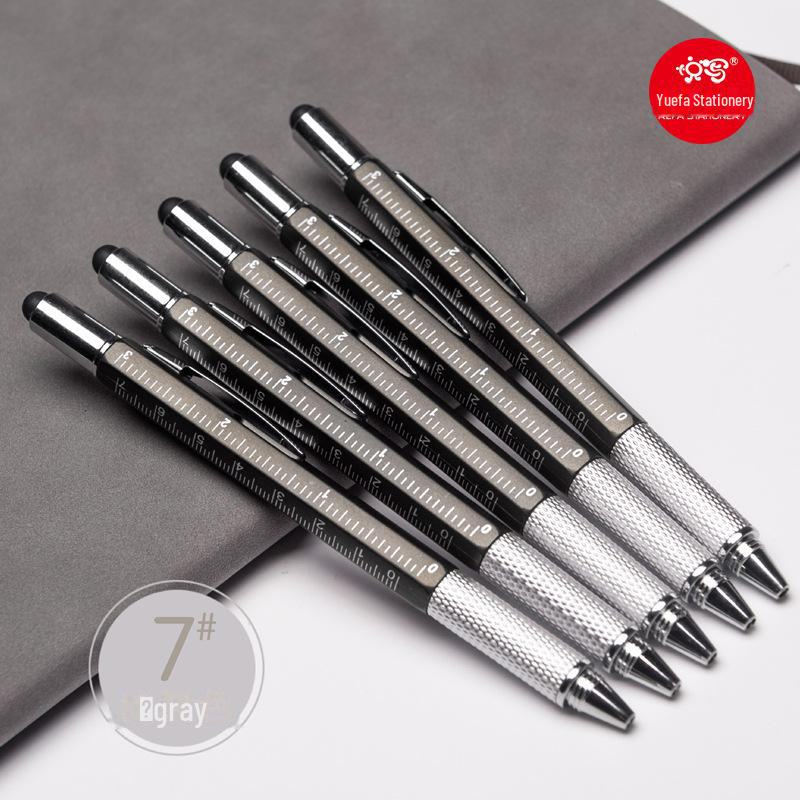 "Promotional Multi-Function Ballpoint Pen with Touch Screen Stylus, Metal Scale, and Screwdriver Tool"