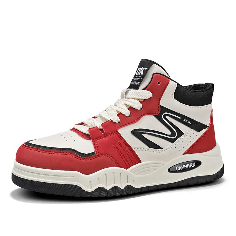 Large Size Board Shoes Autumn and Winter Leather Sports Skateboard Shoes Teen Students High-top Casual Shoes