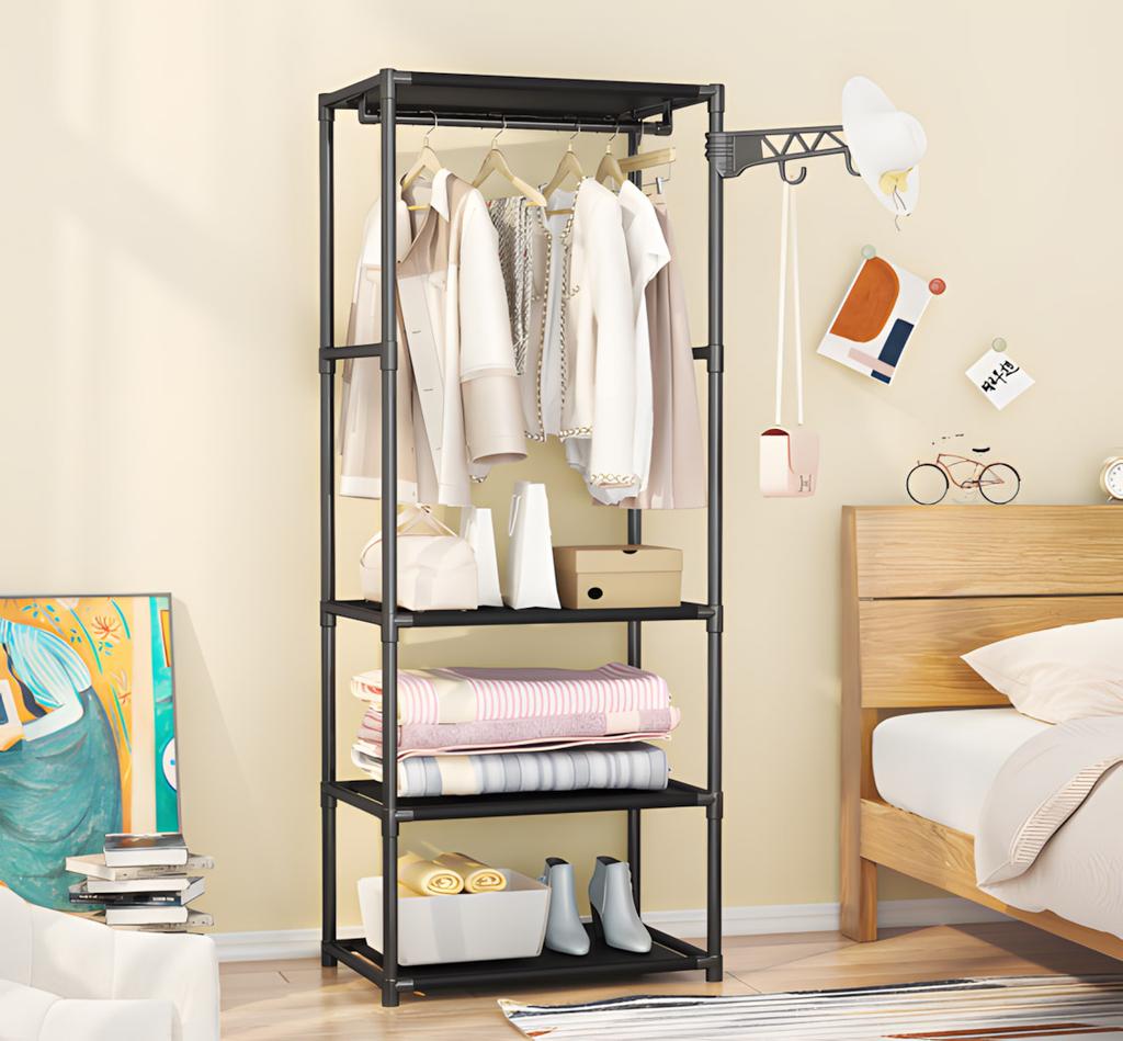 Wieszak Stojący Na Ubrania Buty Garderoba Regał Półki Metalowa Loft 171 Cm