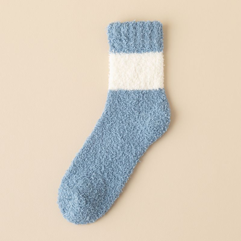 Winter and Autumn Men's Coral Fleece Mid-calf Socks, Men's Multi-color Coral Fleece Socks, Warm Floor Socks, Sleep Socks