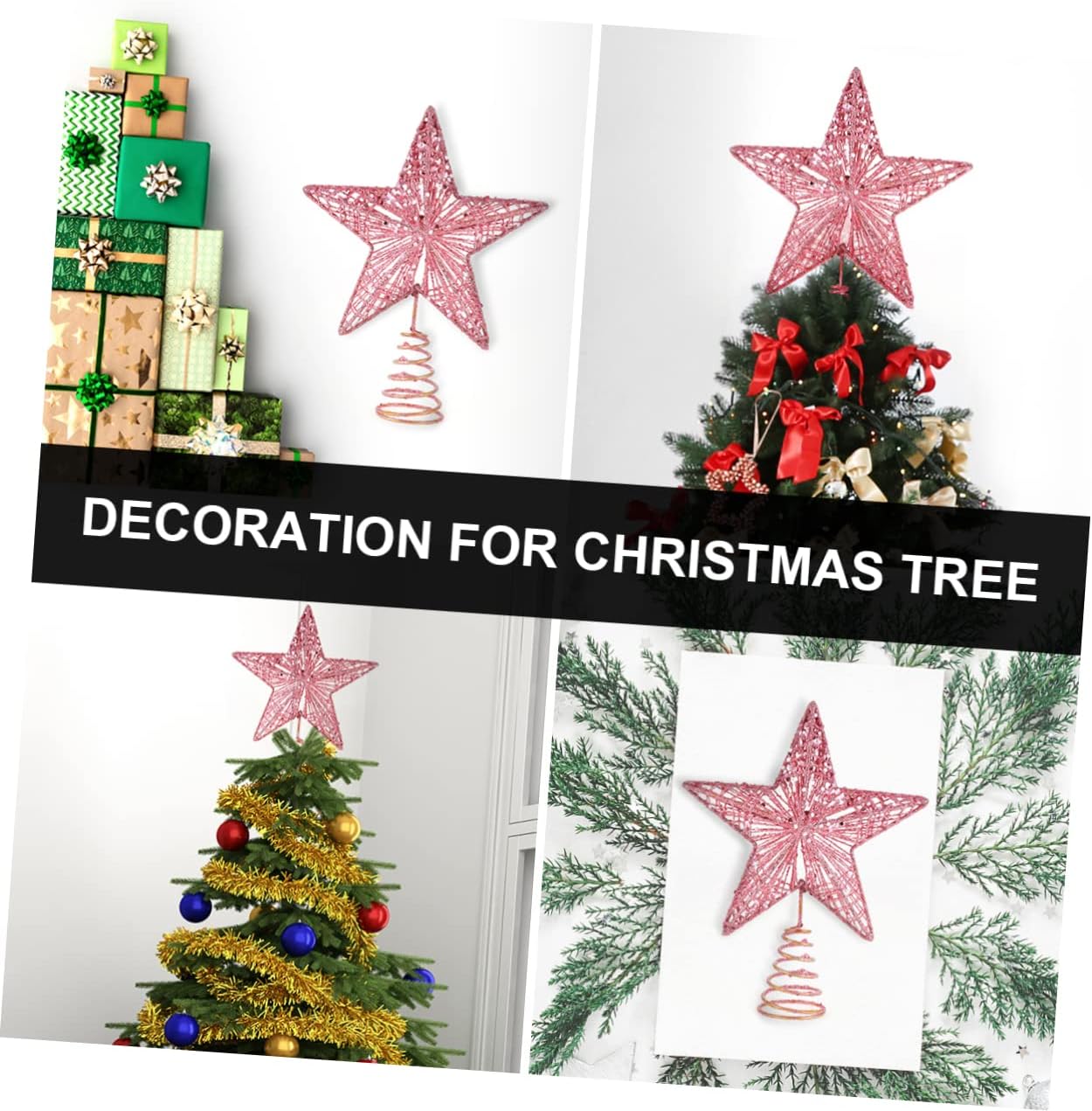 

Christmas Pink Pentagon Top Star Tree Topper Exquisite Star Xmas Tree Small Christmas Star Topper Christmas Decorations розовый