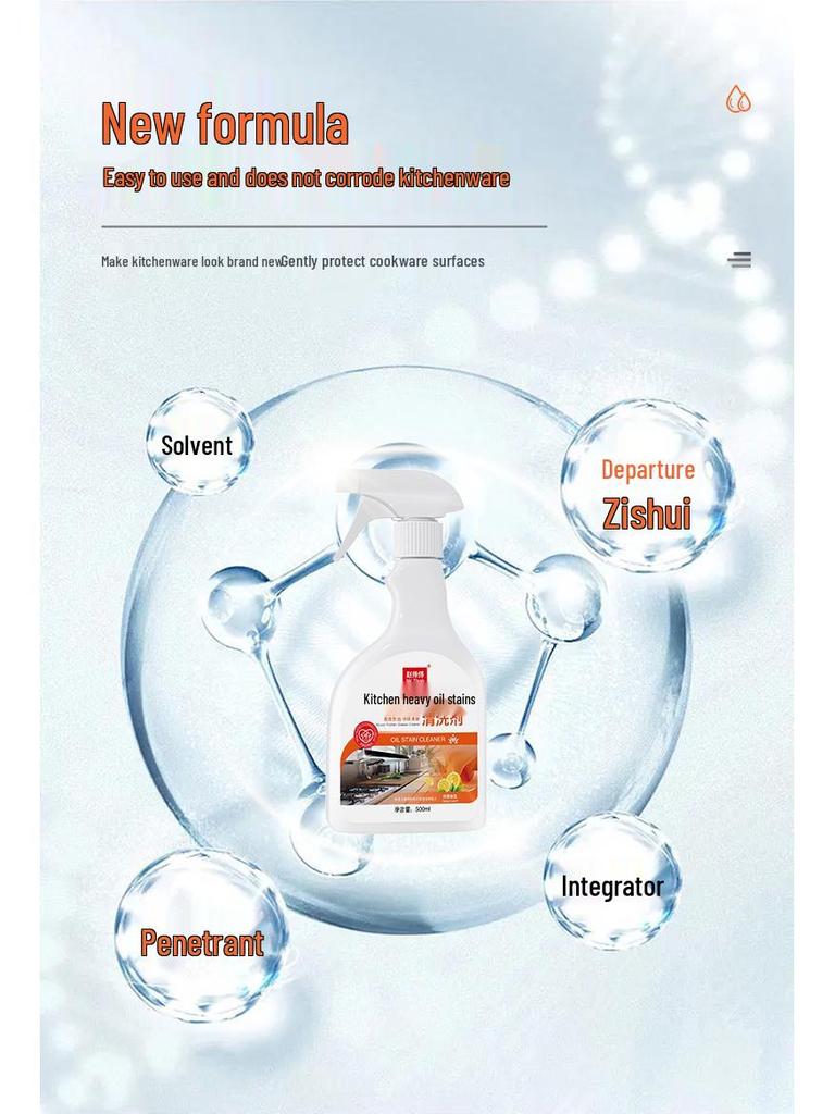 Master Zhao Kitchen Range Hood Degreaser - 500ml Powerful Grease Dissolver Spray