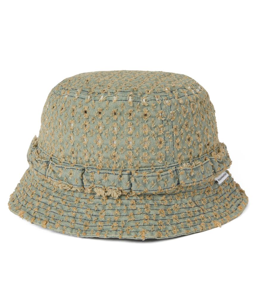 THISISNEVERTHAT Beschädigter Denim Jungle Bucket Hat Gewaschenes Blau
