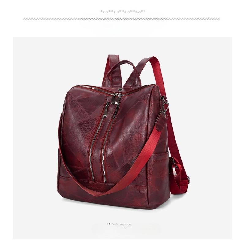 

Модный повседневный рюкзак большой вместимости для путешествий, женская сумка из мягкой кожи двойного назначения красный