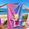 Masha and The Bear Print Beach Towel, Versatile Lightweight Absorbent Beach Towel for Pool Surf Yoga Bathroom, Perfect Birthday Holiday Gift