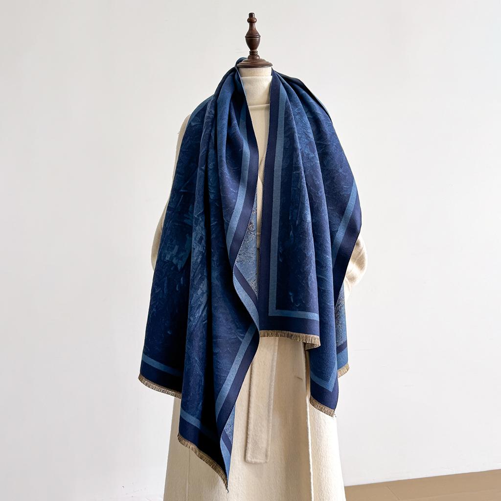 Retro Style Cashmere Women Castle Print Double-Sided Scarf Winter Warm Shawl Pashmina Female Foulard Blanket Poncho Scarves