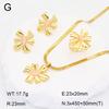 Stainless Steel Gold Flower Set Women 4pcs Necklace Earrings Bracelet Ring Cubic Zirconia Luxury Wedding Party Anniversary Gift