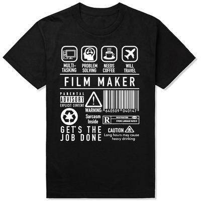Śmieszne koszulki dla filmowców Graficzna bawełniana odzież uliczna z krótkim rękawem Prezenty urodzinowe Reżyser filmowy Filmowanie Filmowiec T-shirt Męski